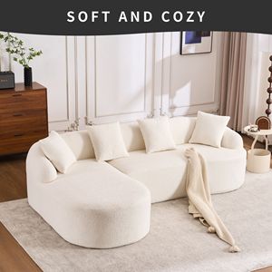 Divano Moderno a 3 Posti LingYu022 Bianco Comprimibile con Memory Foam, Facile da Trasportare, Seduta Profonda, Nessuna Installazione Richiesta per Soggiorno - Product Image 6