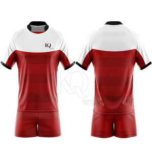 Ensemble uniforme de rugby pour hommes, respirant, léger, durable, tissu doux, coupe confortable, couleurs d'équipe, haut à manches courtes et short pour l'école - Product Image 2
