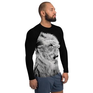 Camiseta de Manga Larga para Hombre con Estampado de León, Camiseta de Natación de Secado Rápido de Poliéster con Logo Frontal, Estilo Adulto - Product Image 2