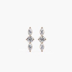 Pendientes de Barra con Diamantes Cultivados en Laboratorio, Corte Marquesa, Oro de 14K Premium, 0.10CT, Engaste de Puntas, Estilo Helix, Regalo para Mujer, Boda - Product Image 1