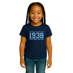 T-shirt graphique bleu marine pour fille, style 1938, décontracté, streetwear, confortable, vêtement de mode doux, haut à porter au quotidien - Product Image 1