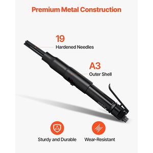 Removedor de Óxido y Pintura Neumático de 3400 BPM con Ajuste de 3 Velocidades, Aguja de Aire para Eliminar Óxido y Pintura, 19 Agujas Endurecidas, 3 Boquillas de Aire - Lijadoras Neumáticas - Product Image 5