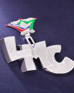 Luxury 925 <b>Silver</b> Moissanite Letter HMC Pendant With <b>Crown</b> Charm Rhodium Plated Themed Jewelry Unisex Gift - Product Image 1