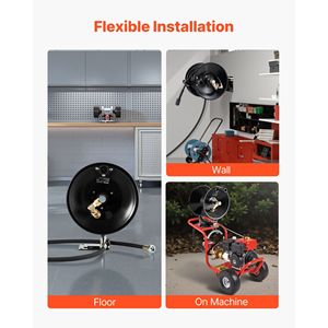 Avvolgitubo per Idropulitrice in Acciaio Rinforzato da 15 Metri x 3/8 Pollici, Montabile a Parete/Pavimento/Su Camion, con Tubi e Avvolgitori da Giardino da 4000 PSI - Product Image 6
