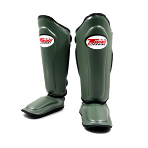 Latest Green Professional Twins Shin <b>Pad</b> & Guard Genuine Cowhide Leather Protection Gear Custom Logo Training & Sparring MMA - Product Image 2