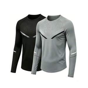 Vente en gros de hauts de sport pour hommes, respirants et absorbants la transpiration, chemises à manches longues élastiques, essentielles pour les sports de plein air - Product Image 3