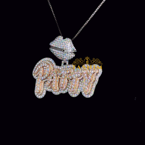 Collier pendentif TASHNIM Hiphop VVS Moissanite Diamant en Argent 925 Plaqué Or Rose 14K avec Micro-Inserion Lettre Lèvres Patty - Product Image 3