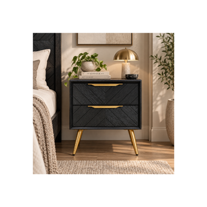 Table de chevet élégante en bois de la collection GALAXY, 2 tiroirs, meuble de rangement moderne pour chambre à coucher - Product Image 1