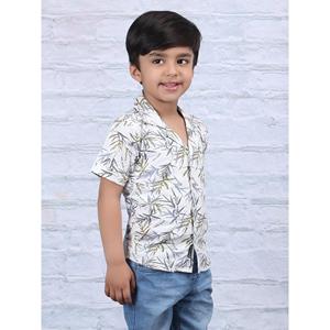 Polka Tots Half Sleeve <b>Leaf</b> print Shirt - <b>Light</b> green - Product Image 3