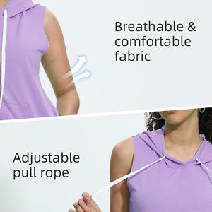 Nueva Camiseta sin Mangas con Capucha para Mujer, Color Sólido, Estilo Urbano, Ajustada, para Verano - Product Image 4