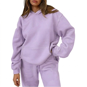 Conjunto Deportivo de 2 Piezas para Mujer, Sudadera con Capucha, Color Sólido, Manga Larga, Corte Holgado, Ropa Casual con Bolsillos Laterales, Estilo Otoñal - Product Image 4