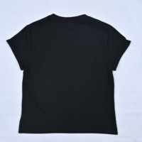 T-shirt en jersey de coton noir à col rond et manches courtes, coupe classique, imprimé numérique, 220g, élégant et tissé, pour homme, été
