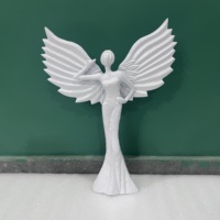 Sculpture de fée moderne en aluminium moulé, décoration de table, finition blanche, design artisanal pour salon, mariages, anniversaires, Pâques