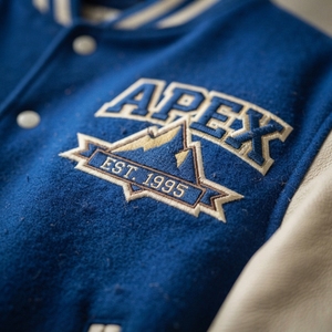 Custom Blue White <b>Letterman</b> <b>Jacket</b> Wool Body Leather Sleeves Snap Button Embroidered Patch College Style <b>Jacket</b> - Product Image 4