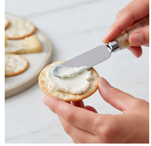 Juego de 4 cuchillos para queso con hoja de acero inoxidable y mango de piedra de mármol, herramientas para esparcir queso y tenedor para uso en la cocina. - Product Image 3