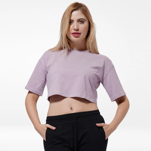 Top Corto Personalizado de Fábrica OEM 2026, Top Corto de Verano de Manga Corta de Algodón, Tops Cortos Holgados para Mujer - Product Image 1