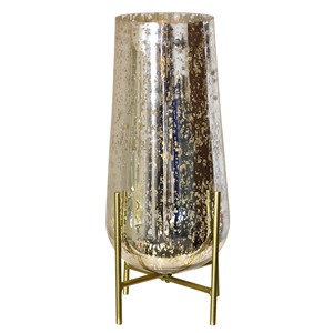 Decorative Antique Style Modern Antique Style Mercury Glass Candle Holder with Brass Stand Home Decoration - Product Image 6