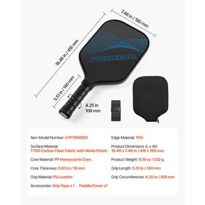 Racchetta Professionale da Pickleball con Superficie in Fibra di Carbonio T700, Nucleo a Nido d'Ape, Maggiore Potenza e Controllo, Materiale PP Allungato - Product Image 3