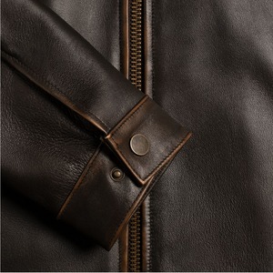 Men's Winter Sheep Skin Motorcycle <b>Jacket</b> <b>Thick</b> Warm Casual Vintage Stand Collar Zipper Closure - Product Image 5