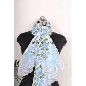 Floral & Argyle Digital Print 100% Cotton Lightweight Breathable Skin-Friendly <b>Women's</b> Scarf for Beachwear & Daily Use - Product Image 4