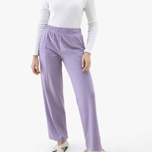 Pantalones de Mujer con Cintura Elástica, Diseño Único, Pierna Recta, Casuales, Transpirables, Ligeros, Antiarrugas, de Secado Rápido, para Viajes y Uso en el Hogar - Product Image 1