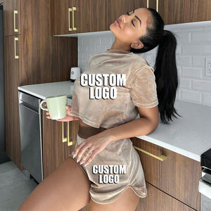 Survêtements en velours personnalisés 2026 pour hommes – Ensemble décontracté en velours avec sweat à capuche court et short, décoration vintage, couleur unie - Product Image 3