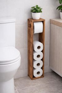Bulk Eco-Friendly <b>Square</b> Wooden Toilet Paper Holder Handmade Modern Design Wall Mount for Housewarming Premium Quality Wholesale - Product Image 3
