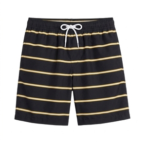Shorts décontractés en toile pour hommes OEM, logo personnalisé, couleur unie, tricotés, respirants, taille mi-haute, teinture unie, pour l'extérieur, été - Product Image 4