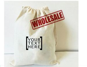 Sac cadeau en coton écologique avec cordon de serrage et impression de texte personnalisée, pochette de rangement réutilisable de 7 pouces - Product Image 1