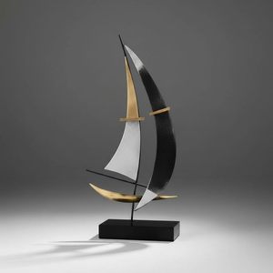 Statue de voilier en fer forgé, décoration de bateau moderne, ornement de voilier minimaliste de luxe pour salon, bureau, étagère - Product Image 6