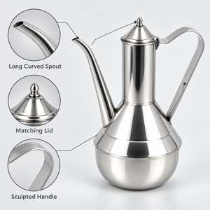 Stainless Steel <b>Oil</b> <b>Sprayer</b> Bottle with Long Spout and Metal Lid - Product Image 3