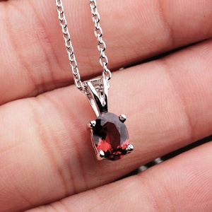 Última Colección de Joyería Clásica Hecha a Mano en Plata de Ley 925 para Mujer, Collar con Granate Natural en Forma Ovalada para Bodas y Fiestas - Product Image 3