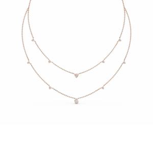 Collier double couche en or rose avec diamants de laboratoire taille poire 1,50 ct, design minimaliste pour femme, à porter au quotidien - Product Image 2