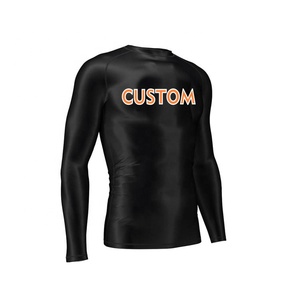 เสื้อแรชการ์ดผู้ชายแบบขายส่ง OEM ออกแบบเองได้ ผลิตจากโพลีเอสเตอร์/สแปนเด็กซ์ ระบายอากาศได้ดี ป้องกันแสงแดด UPF50 สำหรับว่ายน้ำ - Product Image 4