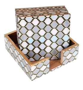 Juego de posavasos de MDF con impresión de esmalte, juego de 4 posavasos de madera natural con impresión de esmalte - Product Image 5