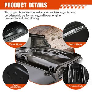 Capó Estilo Avenger para Jeep Wrangler JL JLU 2018+ y Gladiator JT 2020-2023, No Compatible con el Modelo Mojave 392 - Product Image 5