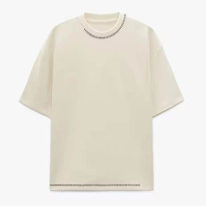 เสื้อยืดสไตล์วินเทจขนาดใหญ่พิเศษ 100% โพลีเอสเตอร์ สกรีนโลโก้ด้านหน้า แขนสั้น ทรงหลวมไหล่ตก - Product Image 3