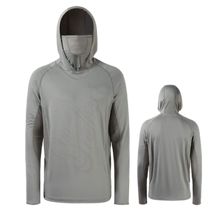 Camisas de Pesca con Capucha de Manga Larga con Estampado Floral Transpirable de Secado Rápido UPF 50+, Diseño Personalizado, Color Gris, 100% Poliéster - Product Image 1
