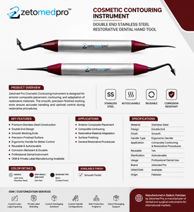 Instrumento Dental Restaurador de Acero Inoxidable de Doble Extremo Liso Posterior Zetomed Pro - Product Image 4