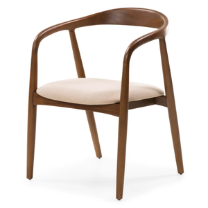 Chaise de salle à manger Vicca en teck scandinave moderne avec hauteur réglable et revêtement en coton pour la salle à manger à domicile - Product Image 1