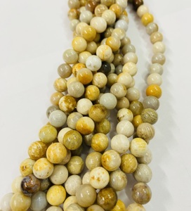 Chaîne de perles rondes en pierre de corail de qualité supérieure, 15,5 pouces, perles rondes en pierre - Product Image 3