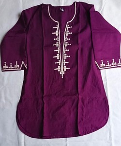 Kurta traditionnelle en coton pour femmes avec broderie, coupe ample, vêtements décontractés, style Inde Pakistan, toutes saisons 86845 BLUESTAR- BS...177 - Product Image 3