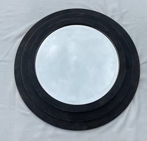 Espejo redondo Vintage para dormitorio y sala de estar con cuero acrílico MDF de mimbre falso de Vietnam OEM/ODM Bienvenido - Product Image 1