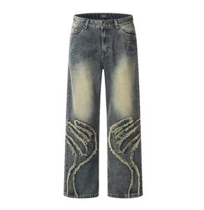 Pantalones Vaqueros de Moda con Diseño de Parches Desgastados, Totalmente Personalizables, Artesanía de Alta Calidad, Costuras de Primera Categoría - Product Image 5