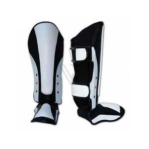Protège-tibias professionnels pour entraînement MMA et Kickboxing en PU, design personnalisé, fermeture à pression, écologiques, lavables, protection complète - Product Image 2