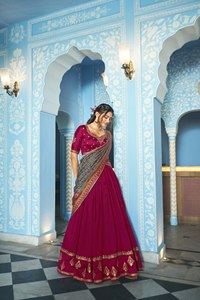 Sari en soie Vichitra brodé pour femmes, avec paillettes et broderies, tenue de mariage traditionnelle pour femmes indiennes et pakistanaises - Product Image 4