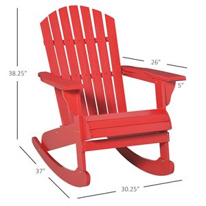 Sedia Adirondack Classica Rustica Rossa con Braccioli Ergonomici, Design in Legno a Doghe e Schienale a Ventaglio per Patio e Balconi - Product Image 3