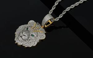 Pendentif Tête de Lion en Moissanite, Argent 925, Chaîne Cubaine, Micro-Incrustation, Coupe Ronde Brillante, Unisexe, Style Hip-Hop, pour Bijoux de Fête Certifiés - Product Image 2