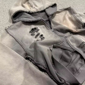 Sudadera con Capucha Personalizada Vintage para Hombre, Lavada al Ácido, con Efecto de Pintura Salpicada, Desgastada por el Sol, 420GSM - Product Image 1