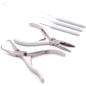 Pinzas de Acero Inoxidable con Mango Dorado para Conectar Extensiones de Cabello con Microperlas para Aplicación en Salón - Product Image 2